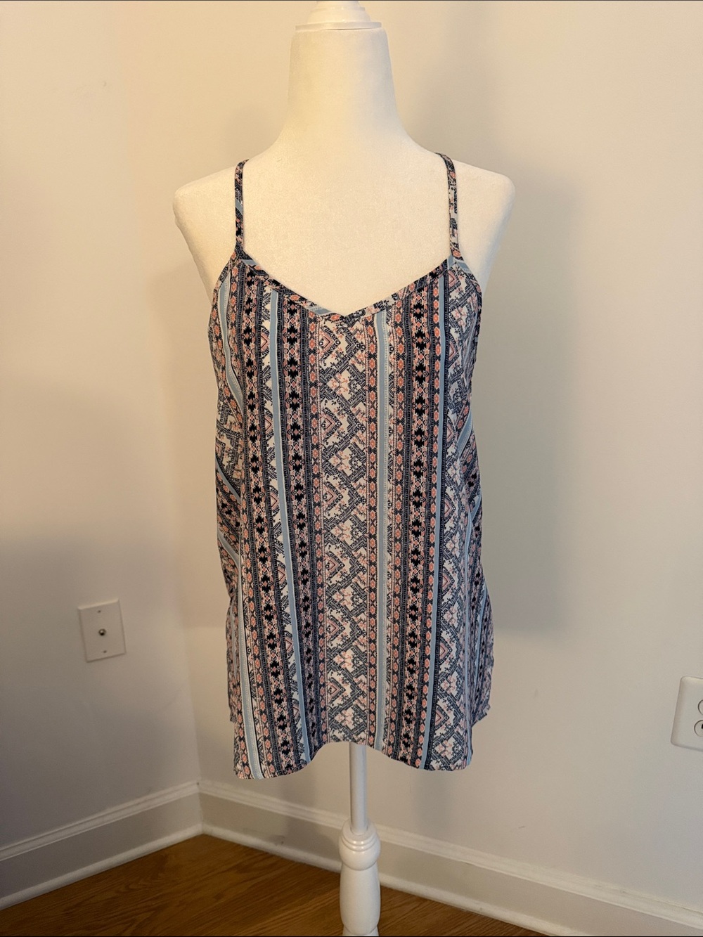 Paper Crane Geo Stripe Spaghetti Strap Cami - Pink & Blue